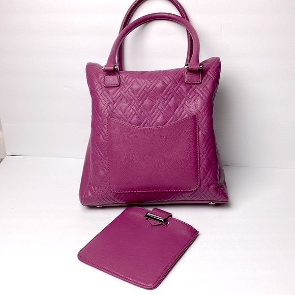 Snob Essentials Fuchsia Tote Handbag Removable zipper coin purse - Picture 8 of 12